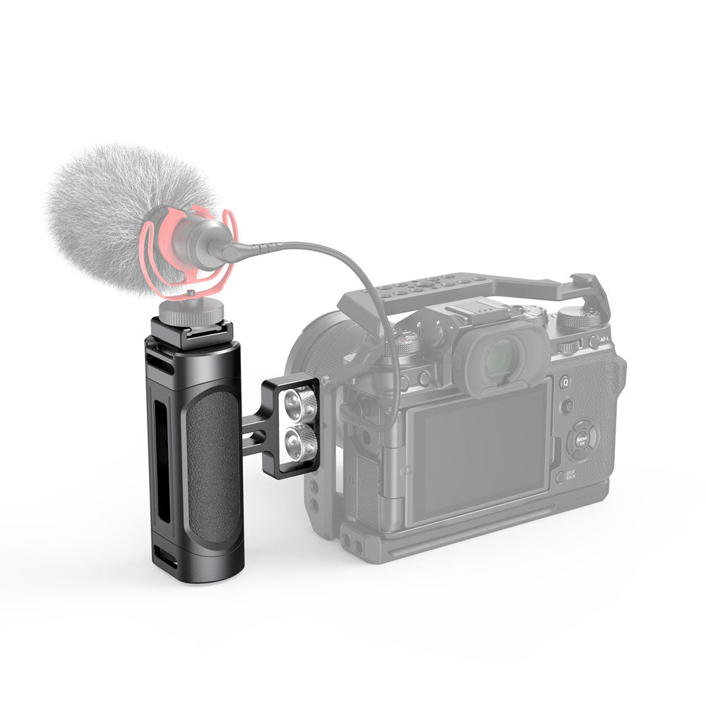 where to place SmallRig Mini Side Handle with Dual 1/4"-20 Screw Mount on camera
