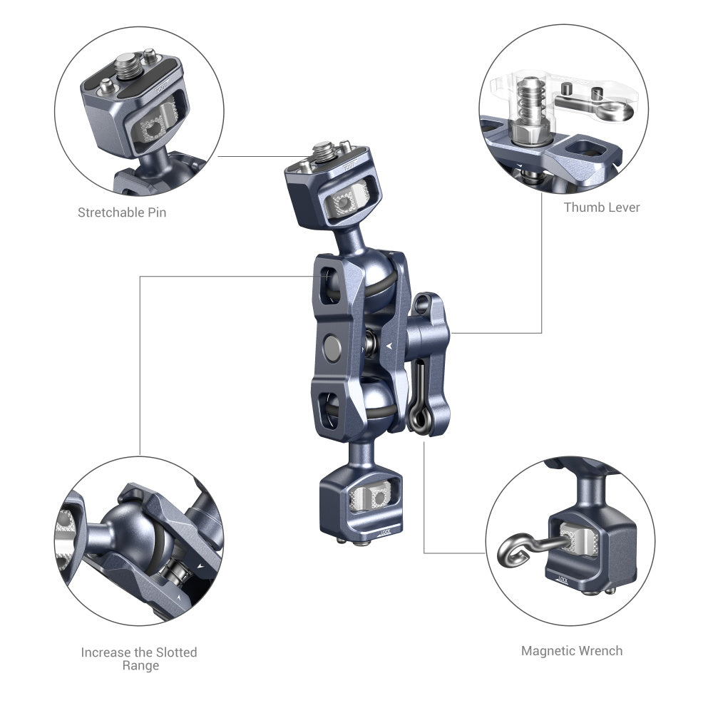 SmallRig Magic Arm with Dual Ball Heads (1/4"-20 Screws) parts breakdown
