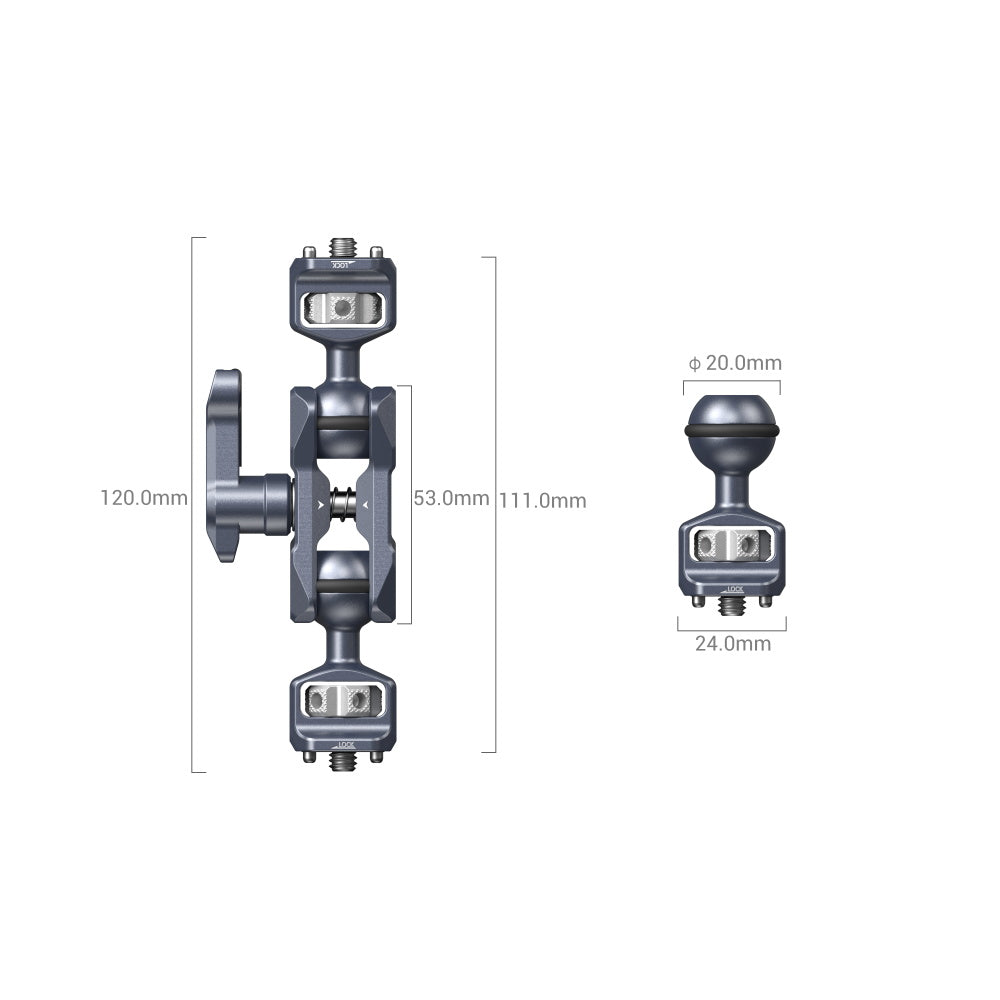 SmallRig Magic Arm with Dual Ball Heads (1/4"-20 Screws) measurements