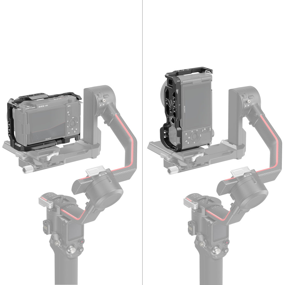 Sony ZV-E10 Camera Cage with Grip vertical and horizontal placement