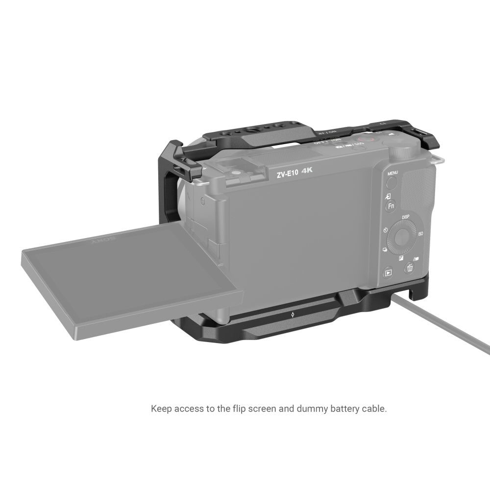 placement of Sony ZV-E10 Camera Cage with Grip on camera