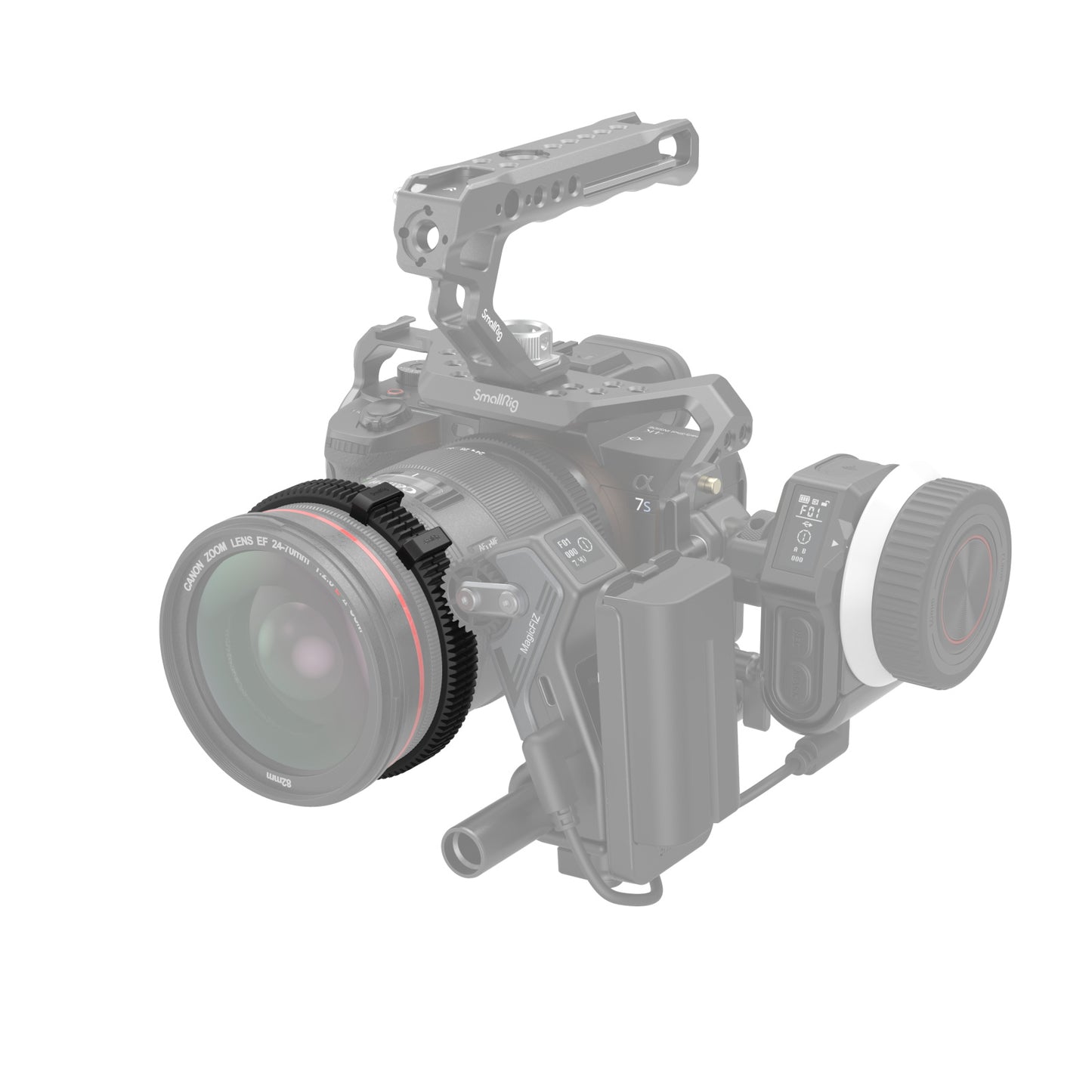 full view on where to add SmallRig Seamless Focus Gear ring on the camera lens