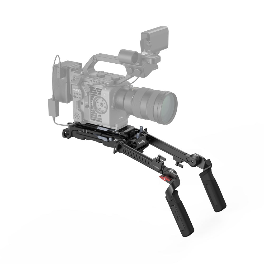 SmallRig Shoulder Rig Pro Kit placement on camera
