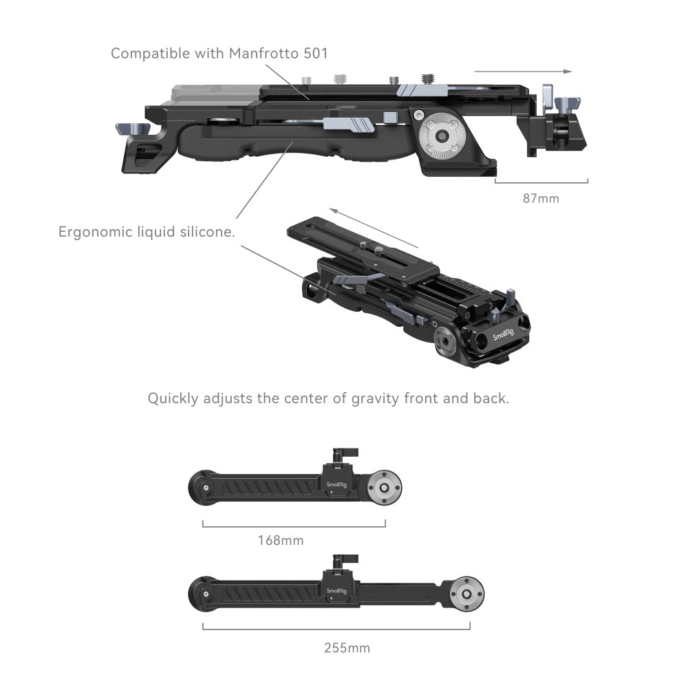 SmallRig Shoulder Rig Pro Kit measurements and parts
