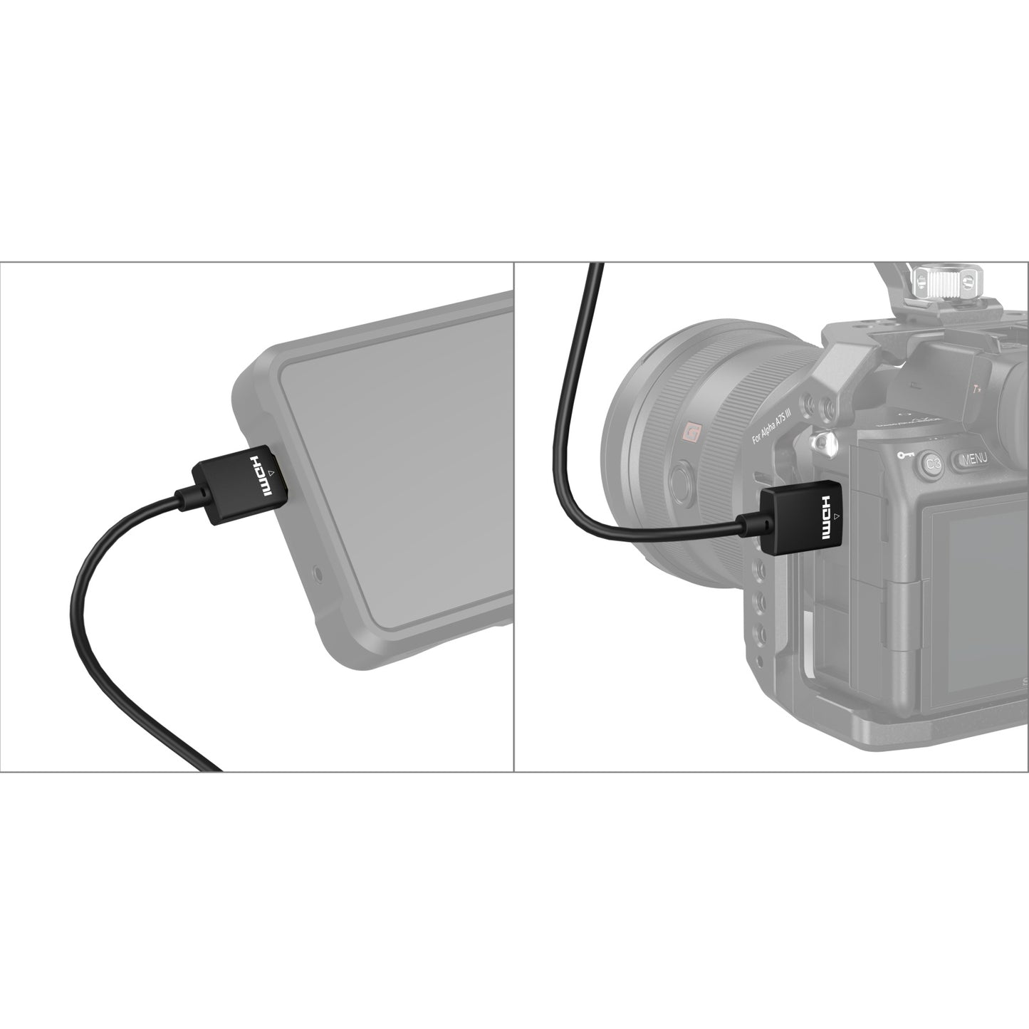 where to insert Ultra-Slim 4K HDMI Data Cable (A to A) (55cm) in camera