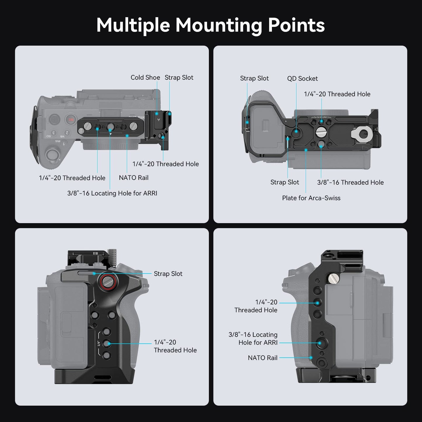 Sony FX30 / FX3 Cage multiple mounting points
