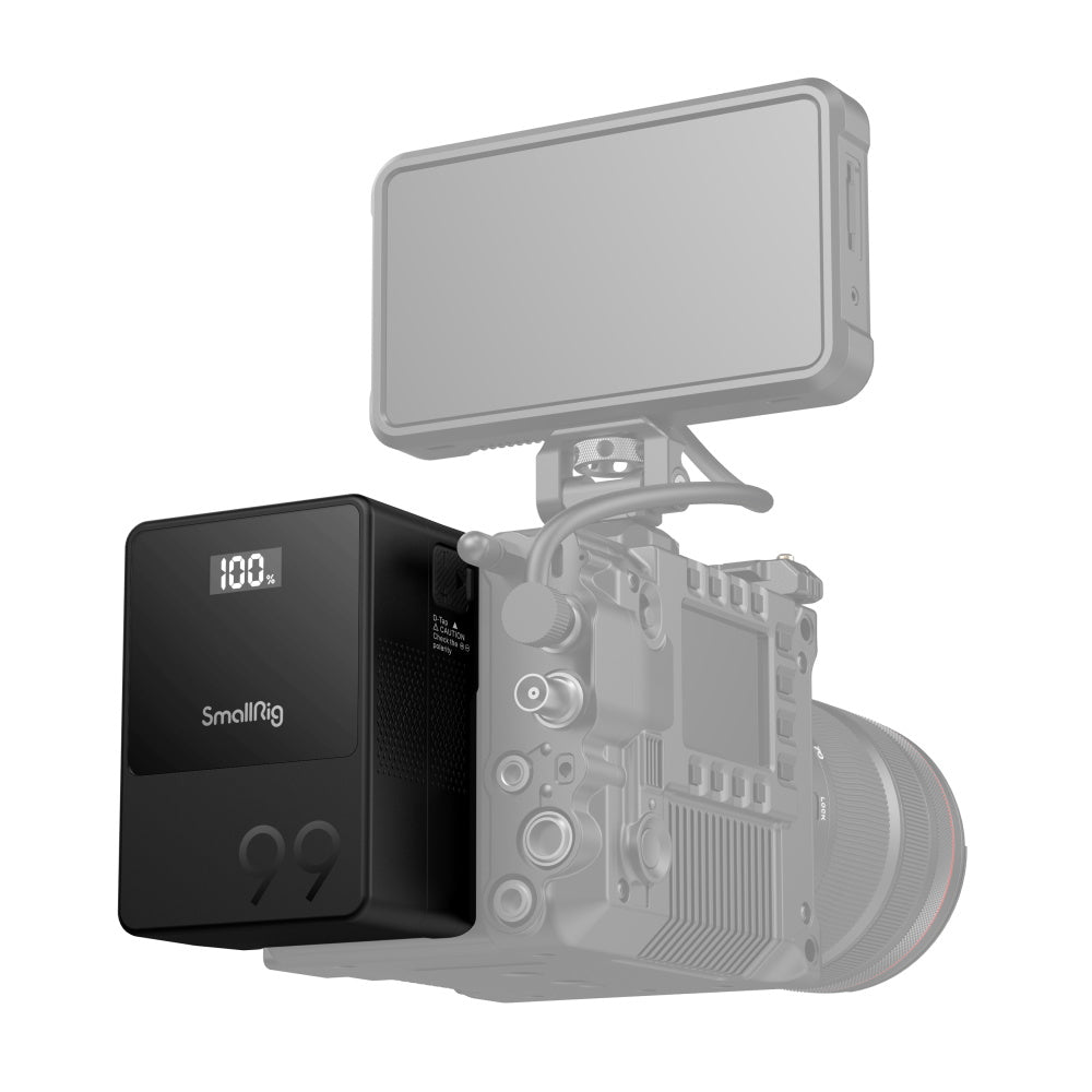 where to attach SmallRig VB99 mini V Mount Battery on camera