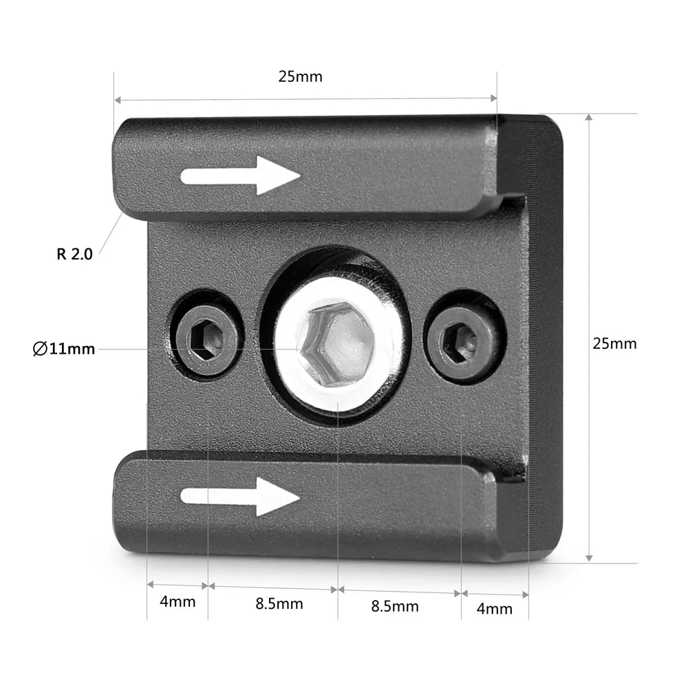Cold Shoe dimensions with labeled measurements in millimeters.