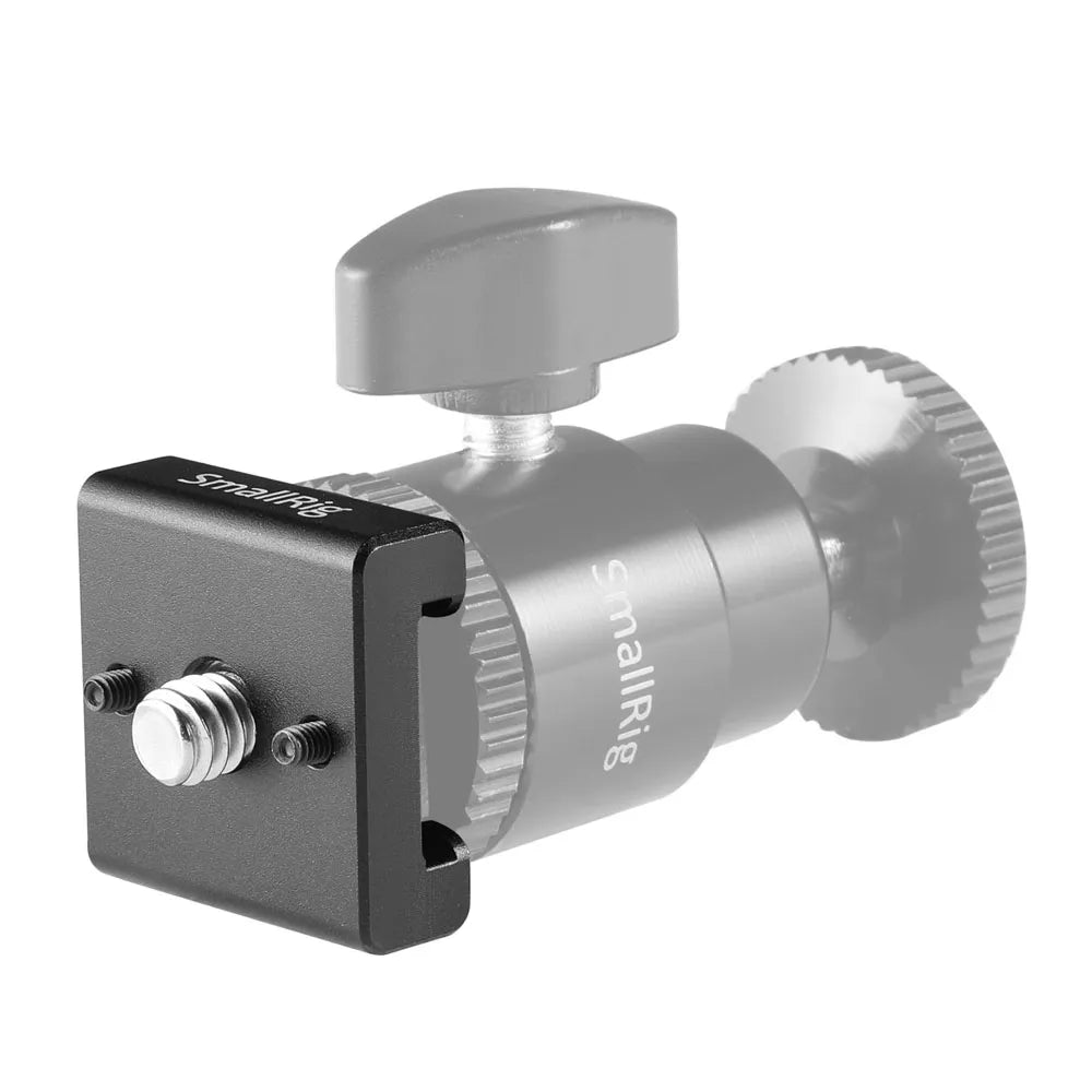 Cold Shoe adapter mounted on a SmallRig ball head accessory.