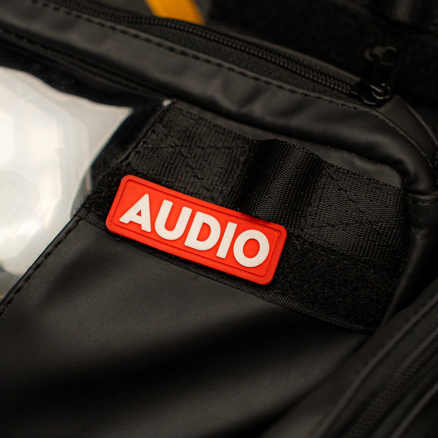 RIGR StakPak showing the velcro section with an organizer tag attached