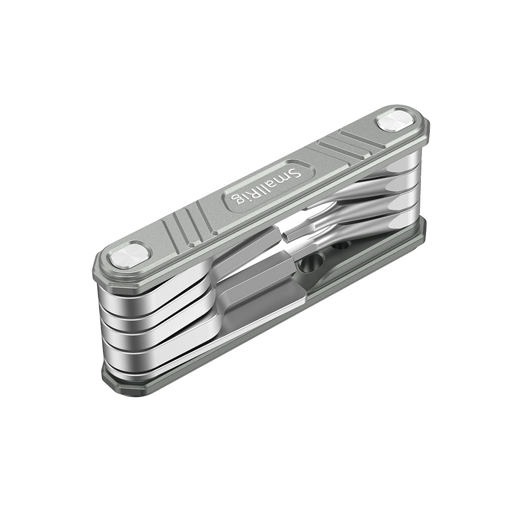 Compact view of the SmallRig 9-in-1 Tool Kit with tools folded inside the aluminuim body.