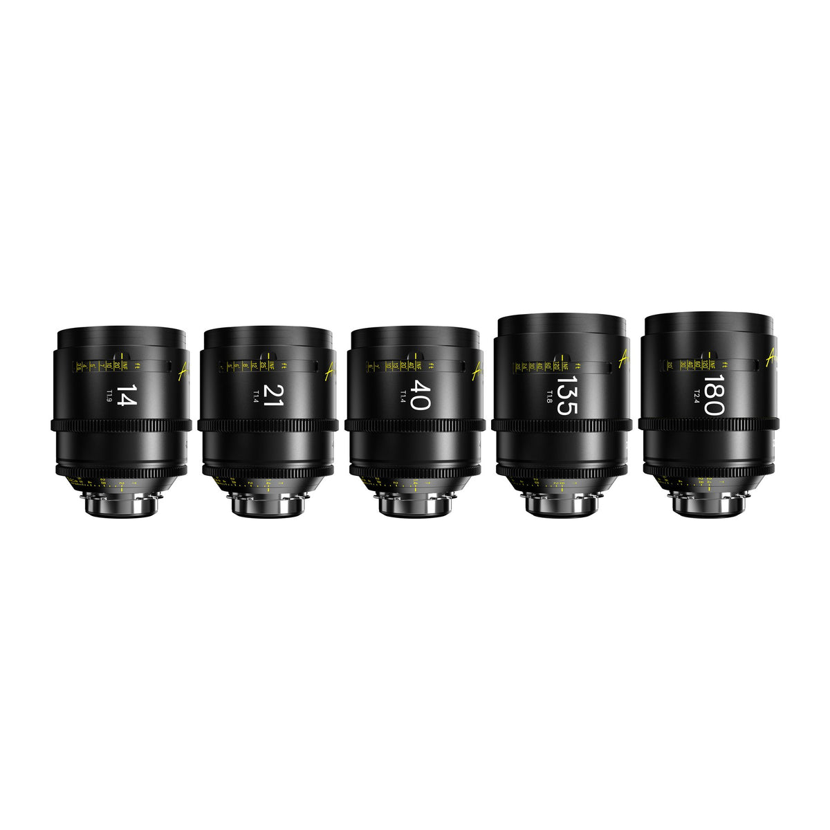DZOFilm Arles Prime FF/VV 5-lens B set (14, 21, 40, 135, 180mm), PL mount, upright side view