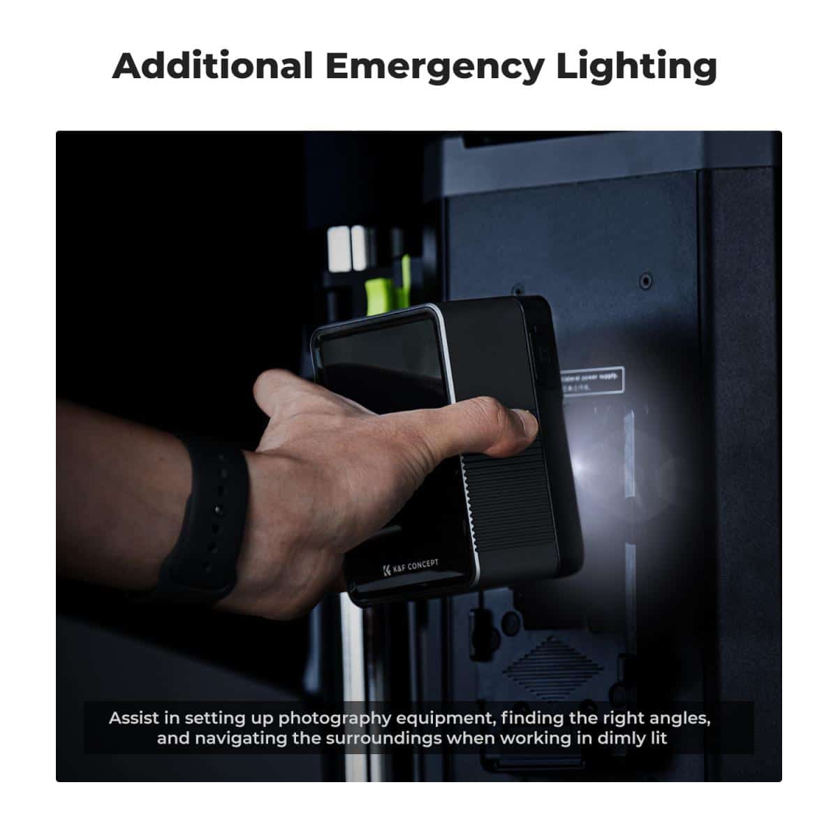 image of hand holding emergency lighting for photography equipment