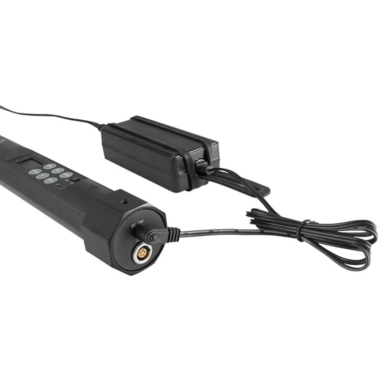 Nanlite PavoTube II 15X tube connected to AC power adapter