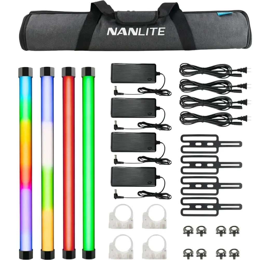 Nanlite PavoTube II 15X 4-light RGBWW kit with tubes, power supplies, clamps and accessories