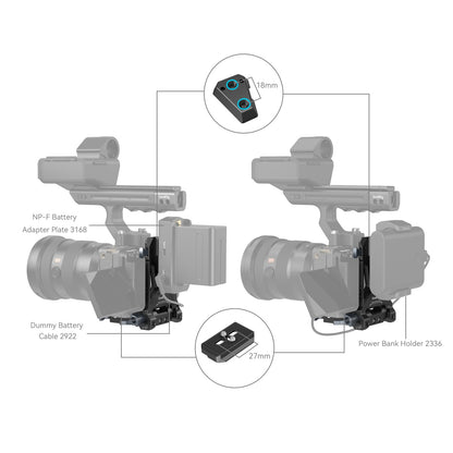 SmallRig Compact V-Mount Battery Mounting System measurements and placement