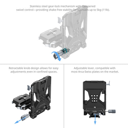 SmallRig V-Mount Battery Plate Pro – stainless steel gear-lock mechanism and retractable knob design for secure adjustment.