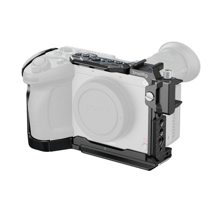 SmallRig camera cage securely mounted on Sony FX2, providing full-frame body protection with multiple accessory mounting points.