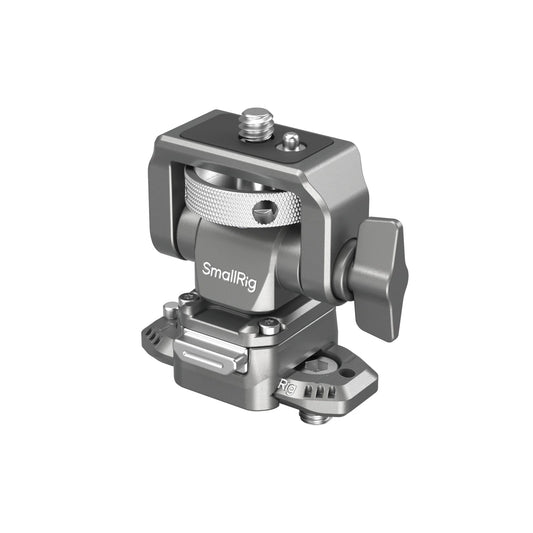 Angled product view of the SmallRig HawkLock H21 Quick Release Monitor Support with NATO Clamp, showing its compact, precision-engineered aluminuim build.