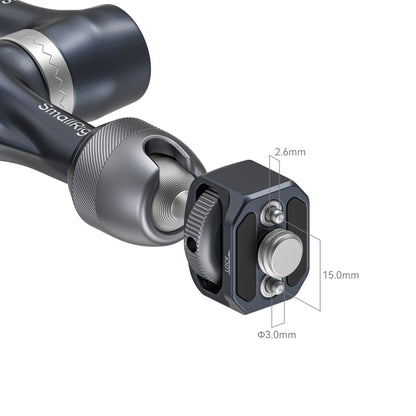 SmallRig Rosette Magic Arm 7-inch close-up of ARRI locating screw end with 3/8”-16 thread – precision-engineered for secure mounting.
