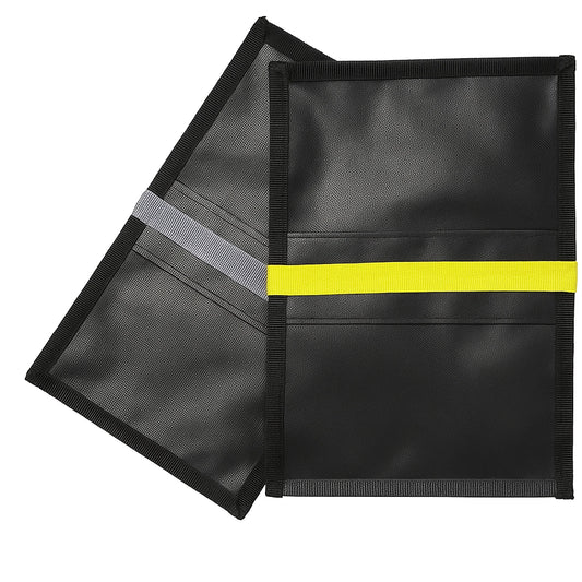 Black RIGR sandbag pair with yellow and grey straps displayed on a white background.
