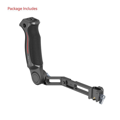 Package includes: Angled close-up of the SmallRig Sling Handle showcasing arm extension and locking knob.