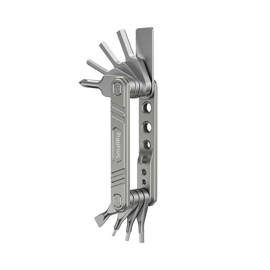 SmallRig Universal 9-in-1 Folding Multi-Tool Kit shown with tools partially extended and ready for use.