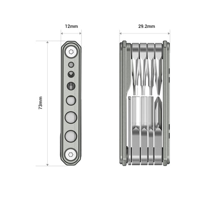 Dimensional diagram of the SmallRig Multi-Tool Kit, showing length, width, and thickness in millimeters.