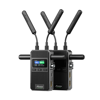 Accsoon CineView dual band wireless video transmitter and receiver set with external antennas and OLED display for professional monitoring