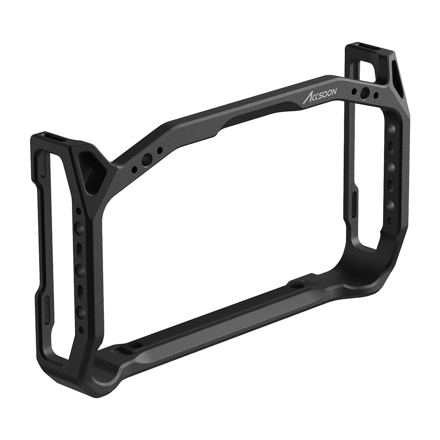 Accsoon Cage and Sunhood for CineView M7 and M7 Pro monitor front angle view
