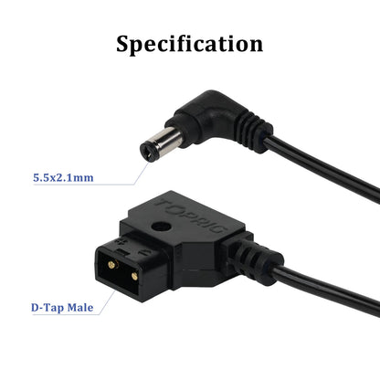 Accsoon D-Tap male to 5.5x2.1mm DC power cable connector specification detail