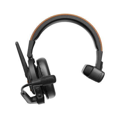 Accsoon professional wireless crew communication headset front angle showing boom microphone and control buttons
