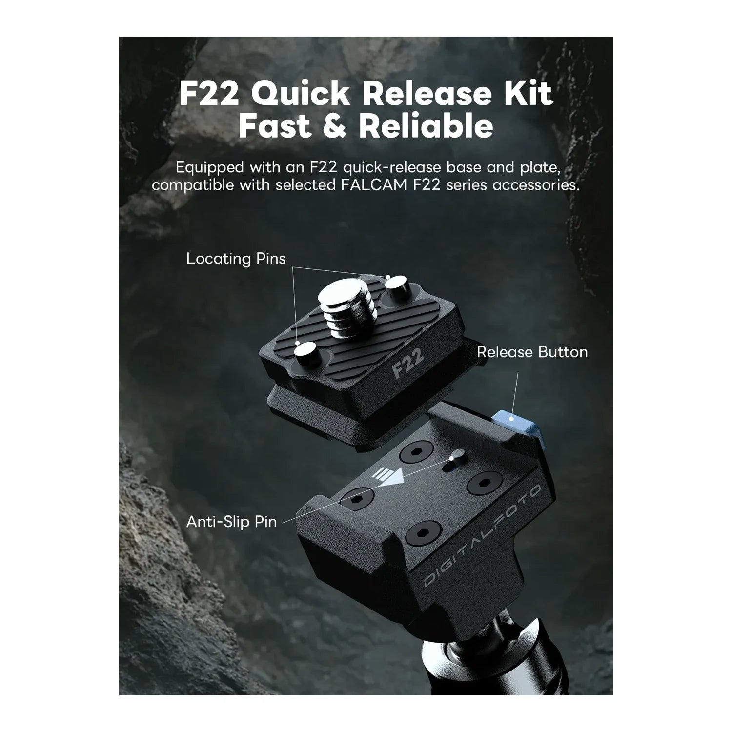 DigitalFoto F22 quick release kit feature image showing F22 quick release mounting system for camera rig accessories
