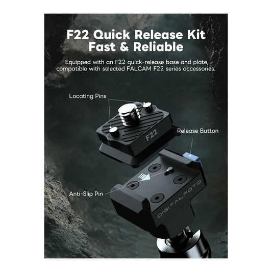 DigitalFoto F22 quick release kit feature image showing F22 quick release mounting system for camera rig accessories