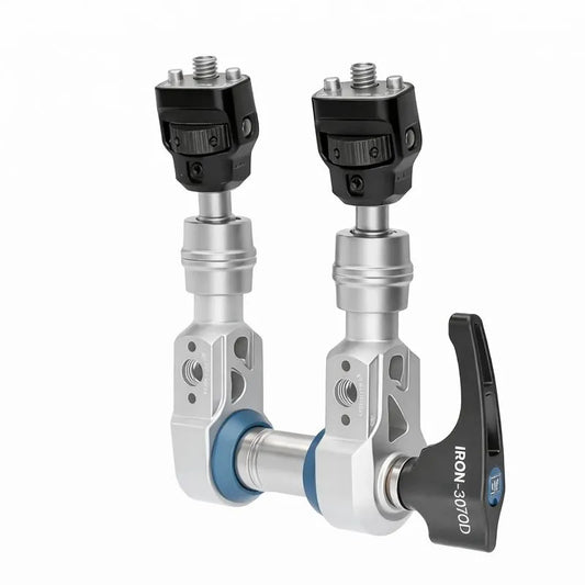 DigitalFoto IRON-307D 7 inch damping magic arm in Glacier Silver with thumb screw heads and ARRI locating pins