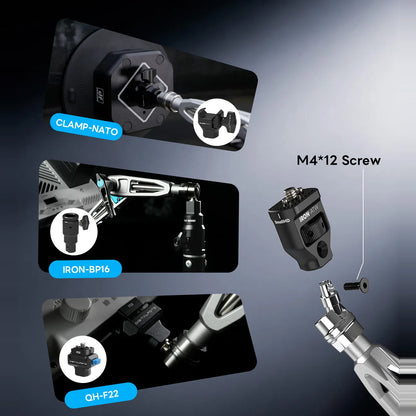 DigitalFoto IRON-311D interchangeable mounting ends with NATO clamp, baby pin and F22 options