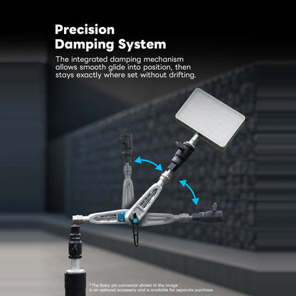 DigitalFoto IRON-311D precision damping magic arm positioning an LED light