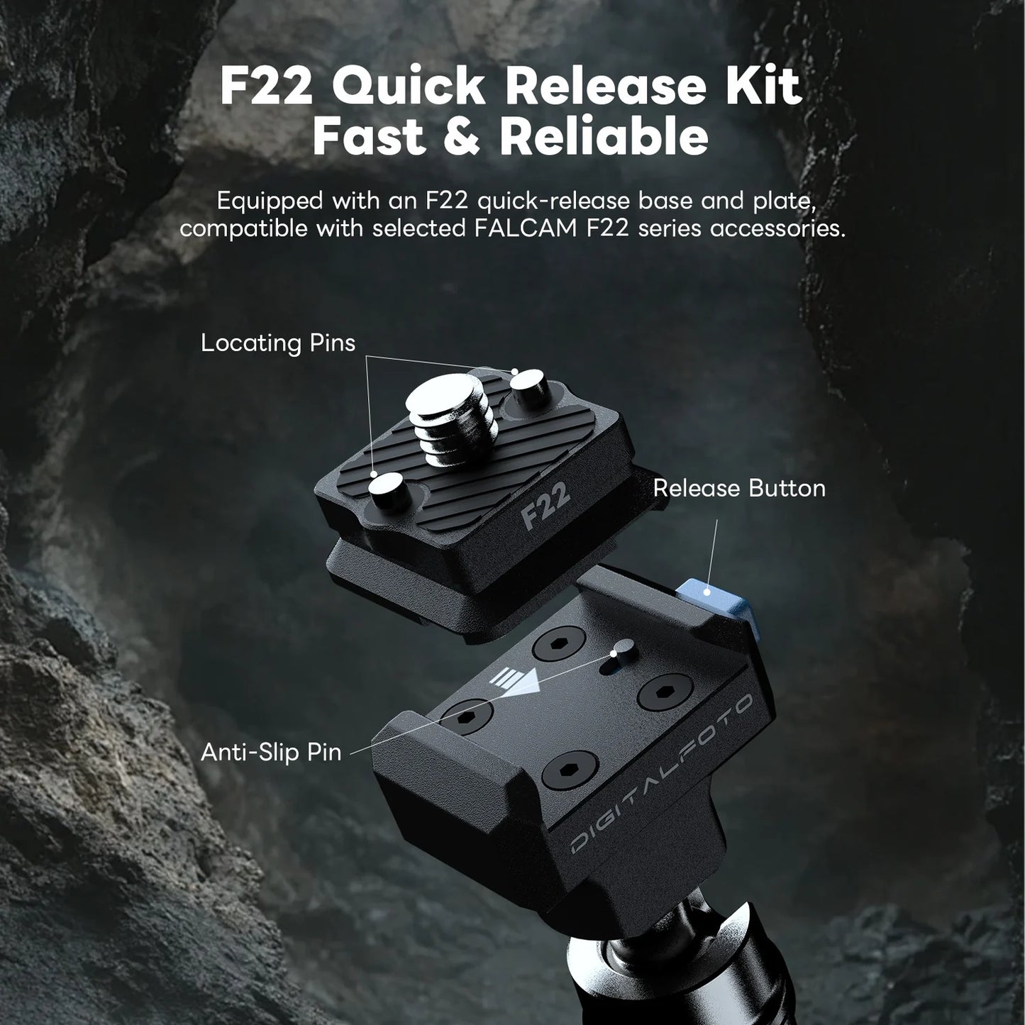 Close-up of DIGITALFOTO IRON-311QD F22 quick release mounting system