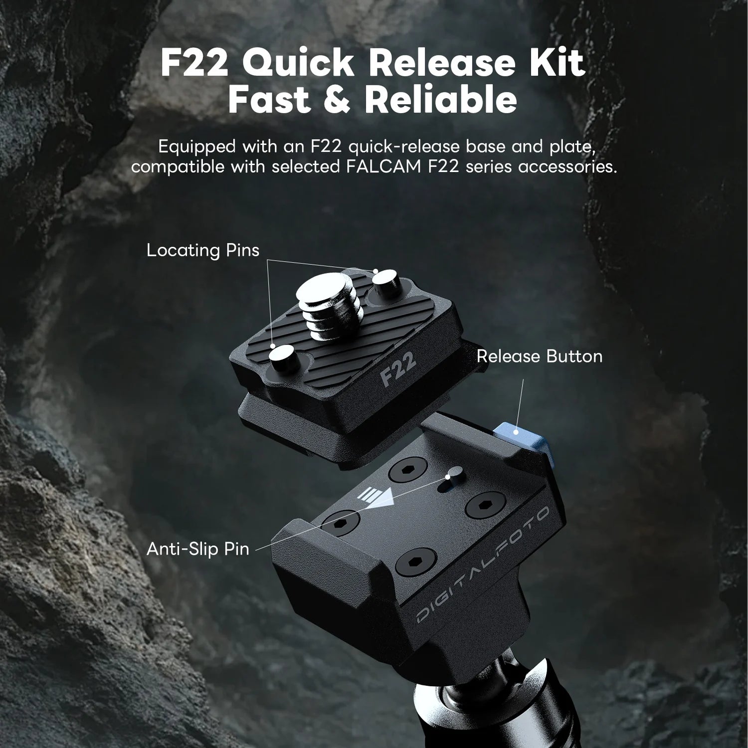 Close-up of DIGITALFOTO IRON-311QD F22 quick release mounting system