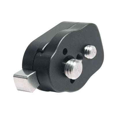 DIGITALFOTO MQR02B quick release adapter front view with ARRI locating pins and threaded mounting points
