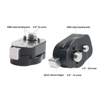 DIGITALFOTO MQR02B threaded mounting points and ARRI locating hole specification diagram
