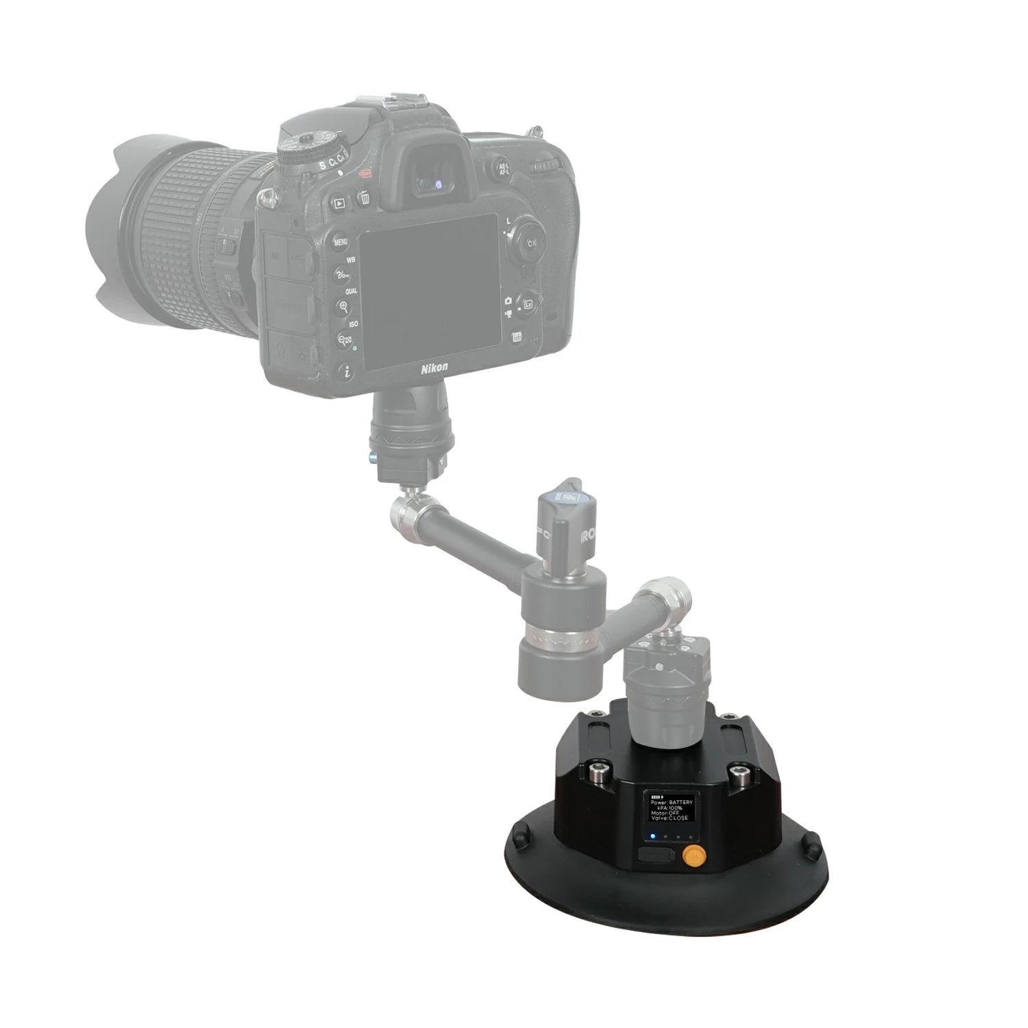 DigitalFoto SNIPER-EPUCK mounted with camera rig and stabilising arm on suction cup system