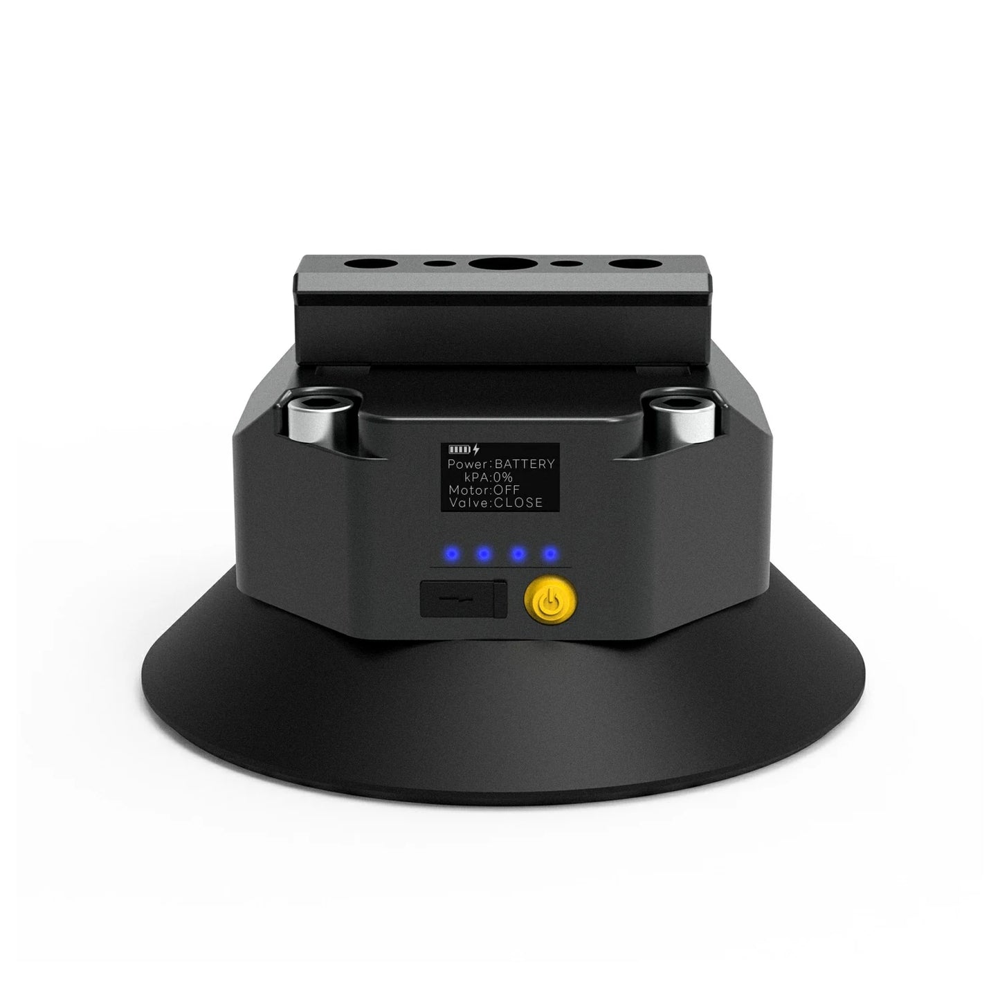 Front view of DigitalFoto SNIPER-EPUCK electric suction cup with LCD screen and NATO rail