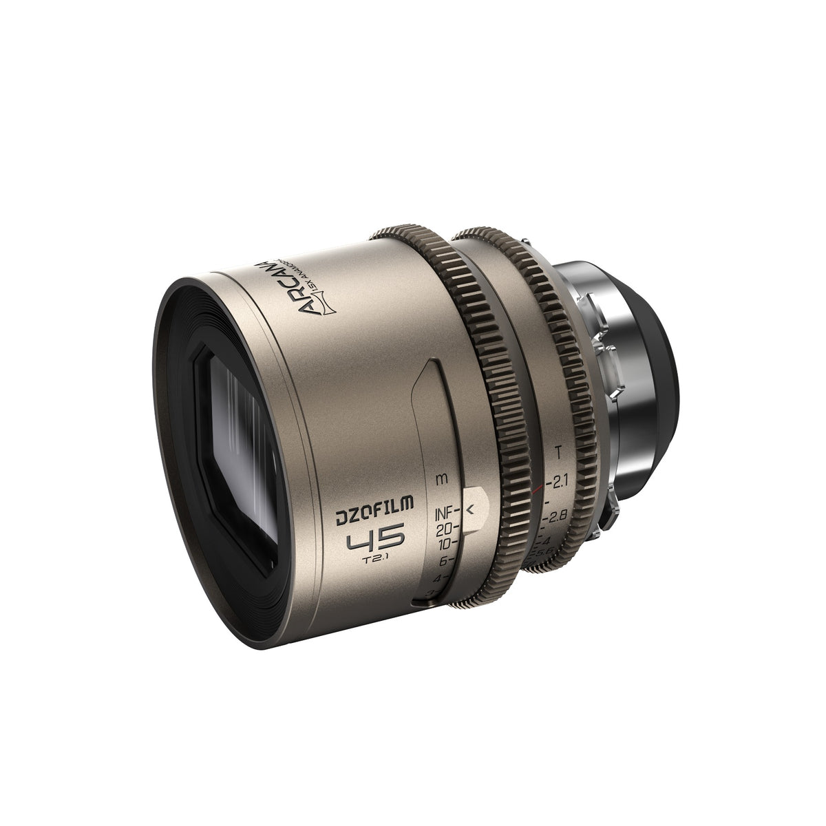 DZOFilm Arcana 1.5x anamorphic 75mm T2.1 FF cine lens, PL mount, front element view