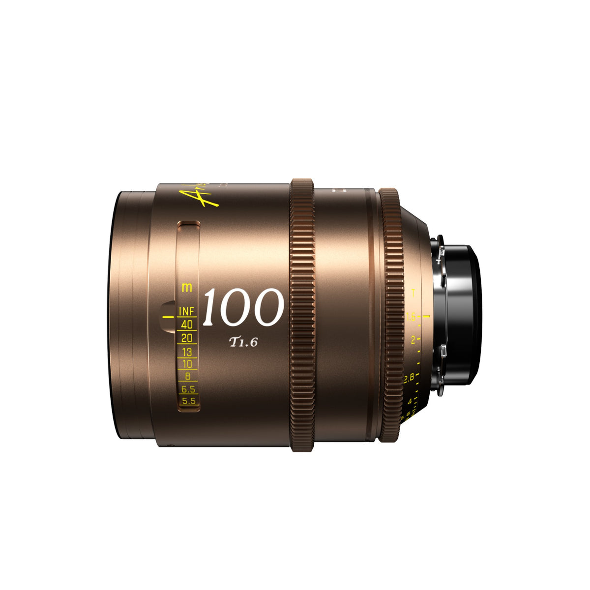 DZOFilm Arles Lustre 100mm FF/VV cine lens, PL mount, side view