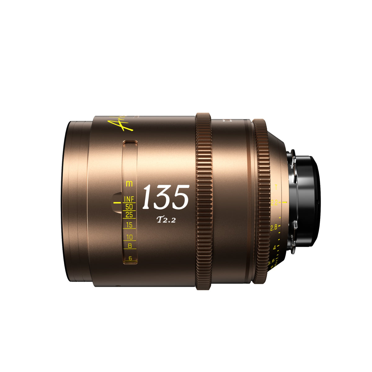 DZOFilm Arles Lustre 135mm FF/VV cine lens, PL mount, side view