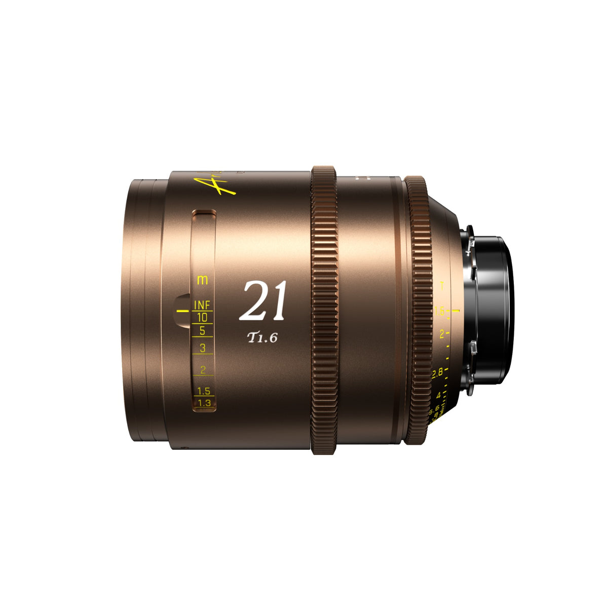 DZOFilm Arles Lustre 21mm FF/VV cine lens, PL mount, side view