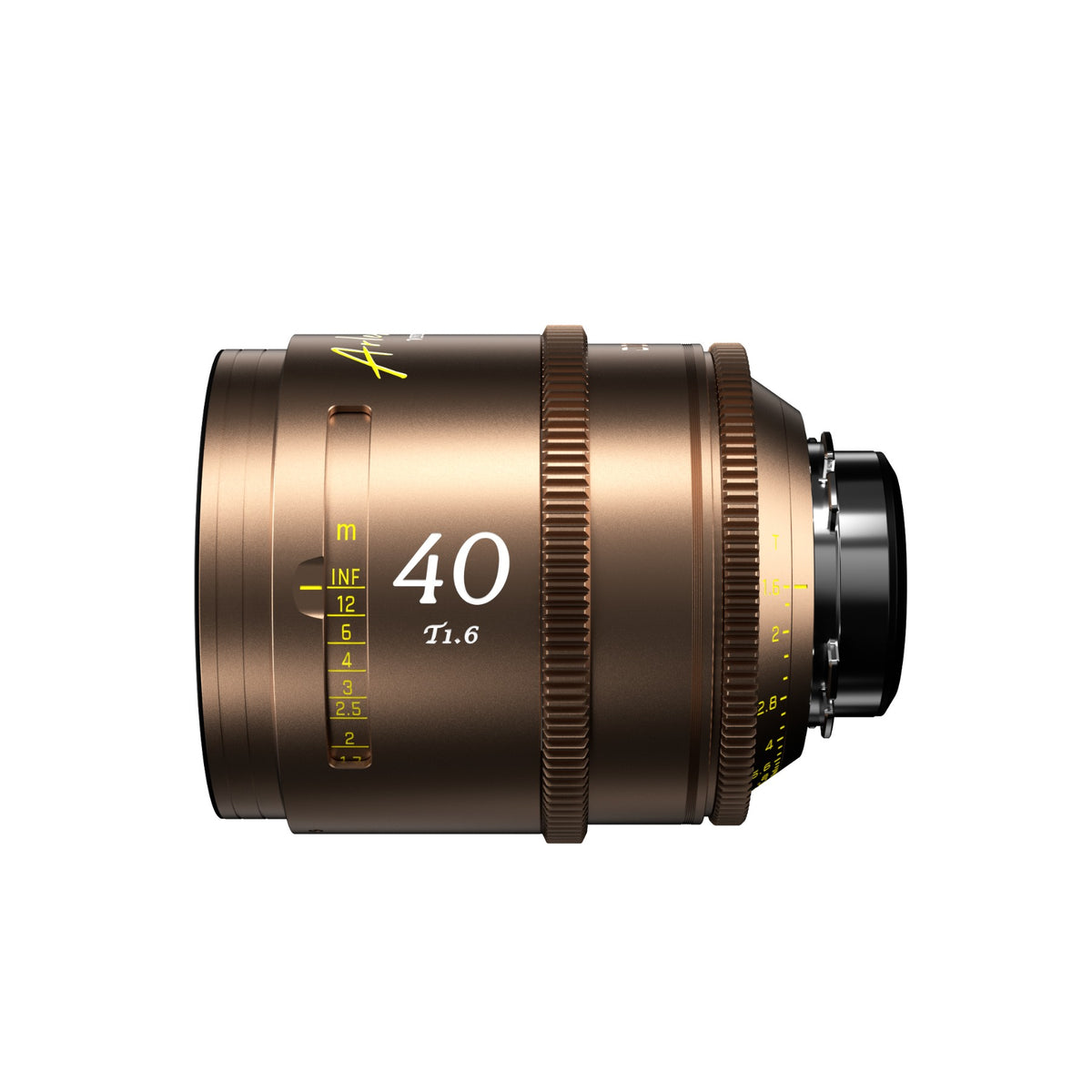 DZOFilm Arles Lustre 40mm FF/VV cine lens, PL mount, side view