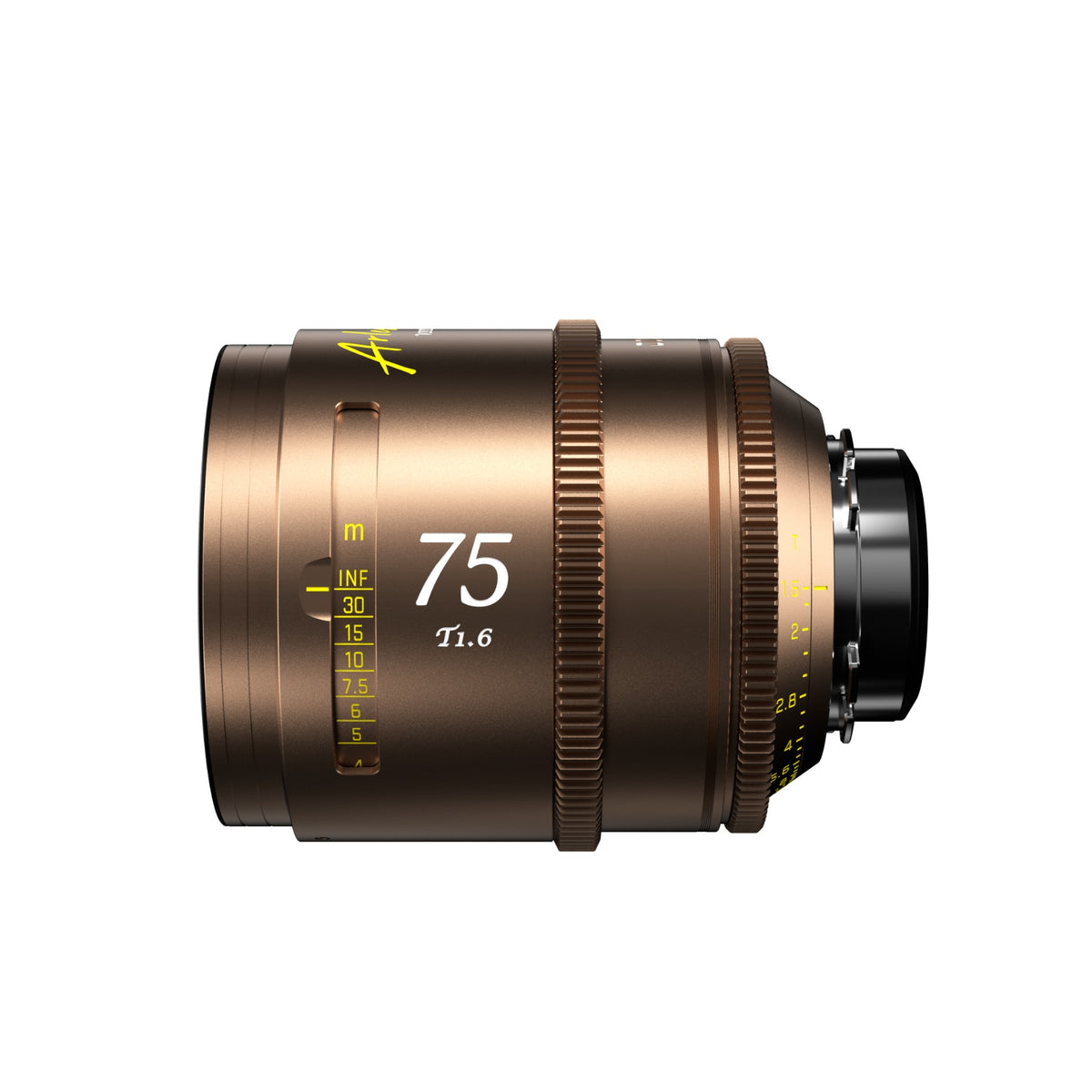 DZOFilm Arles Lustre 75mm FF/VV cine lens, PL mount, side view