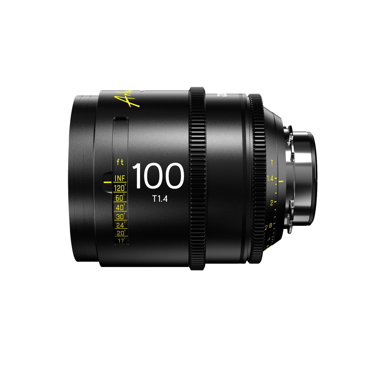 DZOFilm Arles Prime 100mm FF/VV cine lens, PL mount, side view